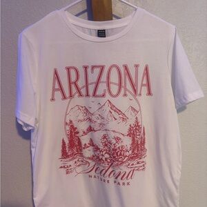 SHEIN White and Pink Arizona Graphic Tee